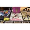 Image 3 : SHELF OF ASSORTED WALL ART, VINTAGE MAGAZINE & BOX OF VINTAGE 45 RPM RECORDS