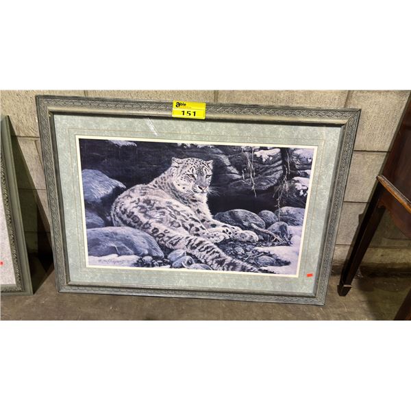 FRAMED ALAN SAKHAVARZ 1991 SNOW LEOPARD PRINT