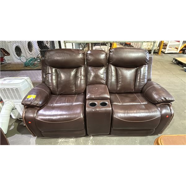 2-SEAT LEATHER POWER RECLINING SOFA WITH CENTER CONSOLE