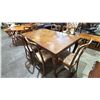 Image 2 : VINTAGE WOOD DINING TABLE WITH (6) CHAIRS