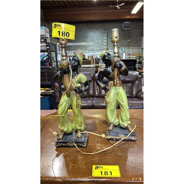 PAIR OF VINTAGE MID-CENTURY NUBIAN GENIE LAMPS *NO SHADES*