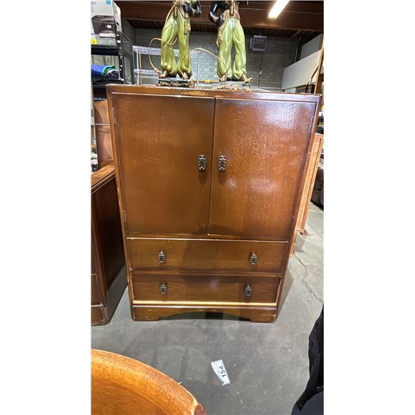 VINTAGE WOOD ART DECO LINEN CABINET