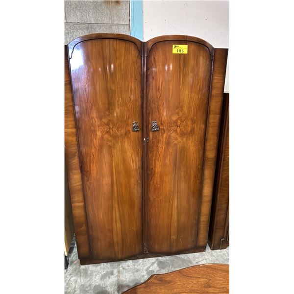 VINTAGE 1960S B&E FURNITURE WOOD DOUBLE WARDROBE *LOCKED/NO KEY*