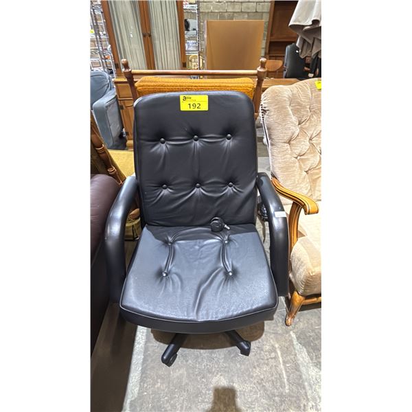 BLACK BONDED LEATHER OFFICE CHAIR WITH BUTTON TUFTED BACK