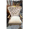 Image 1 : VINTAGE FRENCH PROVINCIAL STYLE WING BACK CHAIR WITH BUTTON TUFTED UPHOLSTERY