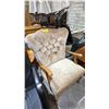 Image 3 : VINTAGE FRENCH PROVINCIAL STYLE WING BACK CHAIR WITH BUTTON TUFTED UPHOLSTERY