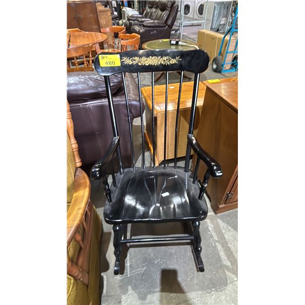BLACK WOOD ROCKING CHAIR