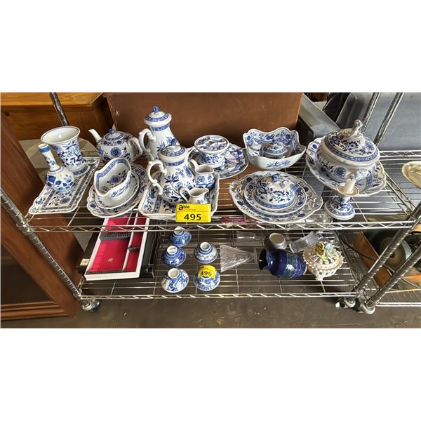 SHELF OF HUTSCHENREUTHER "BLUE ONION" CHINA