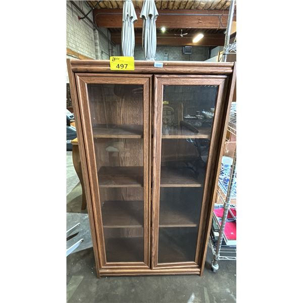WOOD DISPLAY CABINET WITH GLASS DOORS