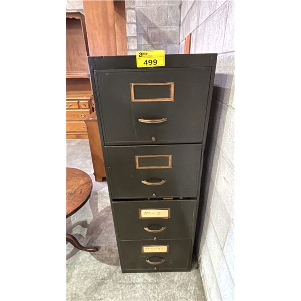 VINTAGE METAL 4-DRAWER VERTICAL FILING CABINET & CONTENTS