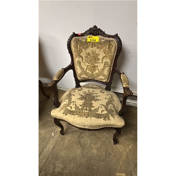 TAPESTRY UPHOLSTERED LOUIS XV STYLE ARMCHAIR