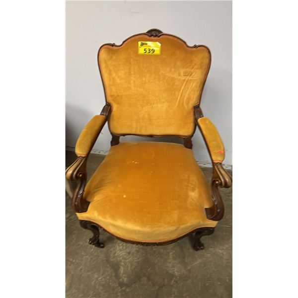 VELVET UPHOLSTERED LOUIS XV STYLE ARMCHAIR