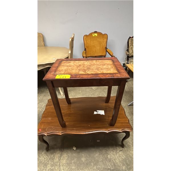 VINTAGE WOOD COFFEE TABLE & VINTAGE WOOD SIDE TABLE