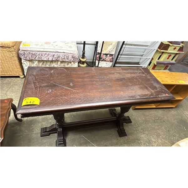 VINTAGE SPANISH BAROQUE STYLE LIBRARY TABLE: APPROX. 48"W X 19"D X 30"T