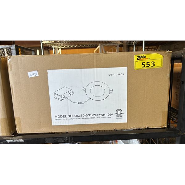 BOX OF INTERTEK WHITE 6" 12W LED 4000K INDIRECT PANEL LIGHTS