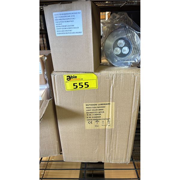 BOX OF GROUND MOUNDED RECESSED OUTDOOR LIGHTS