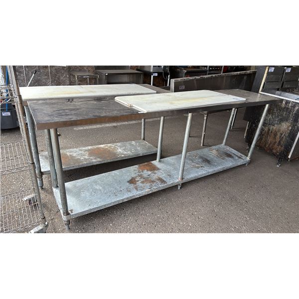 8' STAINLESS STEEL 2-TIER WORKTABLE