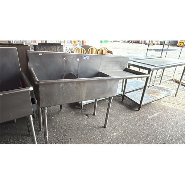 STAINLESS STEEL 2-BAY COMMERCIAL SINK