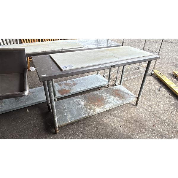 5' STAINLESS STEEL 2-TIER WORK TABLE