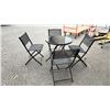 Image 1 : FOLDING METAL GLASS TOP 27.5" DIAMETER TABLE WITH 4 METAL FOLDING CHAIRS