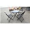 Image 2 : FOLDING METAL GLASS TOP 27.5" DIAMETER TABLE WITH 4 METAL FOLDING CHAIRS