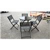 Image 1 : FOLDING METAL GLASS TOP 27.5" DIAMETER TABLE WITH 4 METAL FOLDING CHAIRS