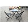 Image 2 : FOLDING METAL GLASS TOP 27.5" DIAMETER TABLE WITH 4 METAL FOLDING CHAIRS