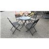 Image 2 : FOLDING METAL GLASS TOP 27.5" DIAMETER TABLE WITH 4 METAL FOLDING CHAIRS