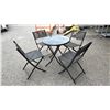 Image 2 : FOLDING METAL GLASS TOP 27.5" DIAMETER TABLE WITH 4 METAL FOLDING CHAIRS