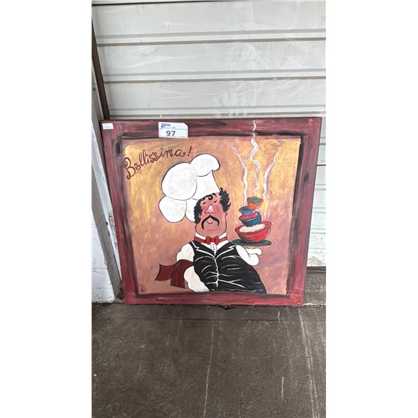 UNFRAMED STRETCH CANVAS "BELLISIMA!" CHEF WALL ART