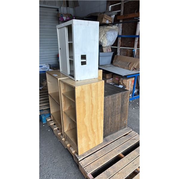 PALLET OF ASSORTED SHELVES & STORAGE CABINETS *MUST TAKE ALL ON PALLET*