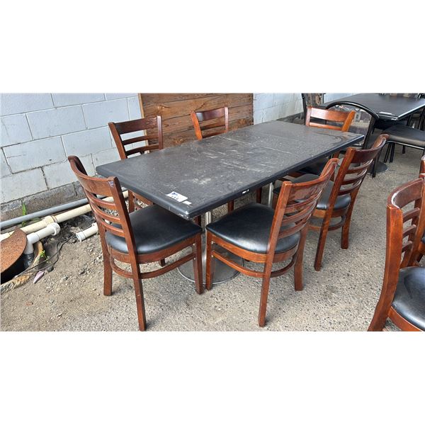 65" X 32" WOOD TABLE WITH 6 CHAIRS