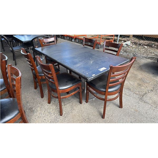 65" X 32" WOOD TABLE WITH 6 CHAIRS
