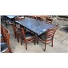 Image 1 : 65" X 32" WOOD TABLE WITH 6 CHAIRS