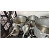 Image 2 : SHELF OF ASSORTED STAINLESS STEEL POTS