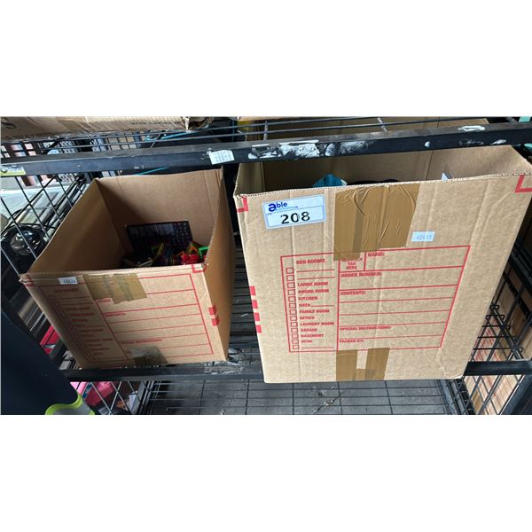 BOX OF ASSORTED CLOTHING & BOX OF ASSORTED TOYS