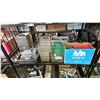 Image 1 : SHELF OF ASSORTED PLASTIC CONTAINERS, METAL FOOD SERVICE TRAYS, BAKING SHEETS & MORE