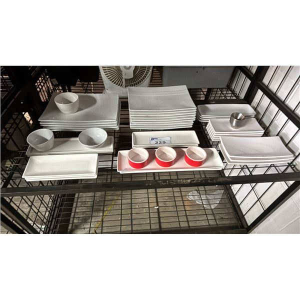 SHELF OF ASSORTED DISHWARE
