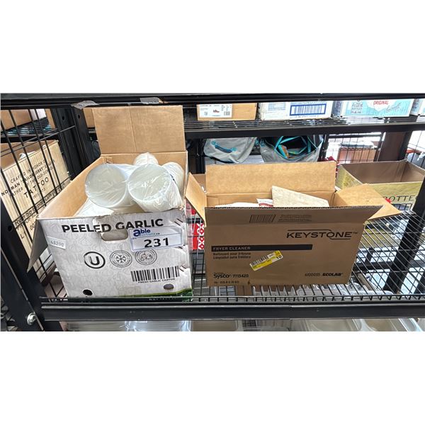 BOX OF KEYSTONE FRYER CLEANER & BOX OF 4 OZ PLASTIC CUPS