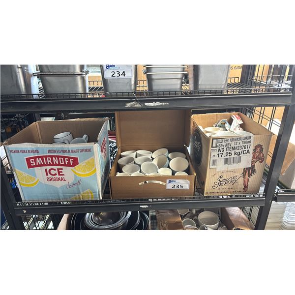 SHELF OF ASSORTED COFFEE & ESPRESSO CUPS