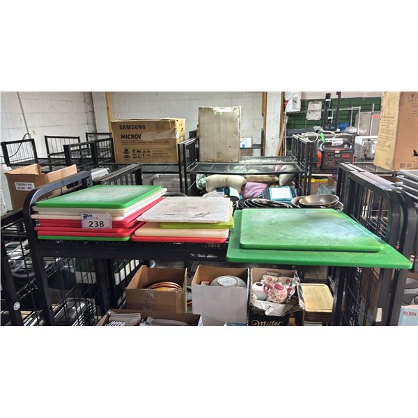 SHELF OF ASSORTED CUTTING BOARDS