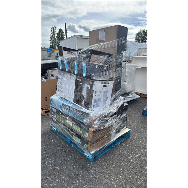 PALLET OF ASSORTED ITEMS: GAZEBOS, KOHLER MAXTON TOILET, LEGO TABLE & MORE *UNKNOWN WORKING