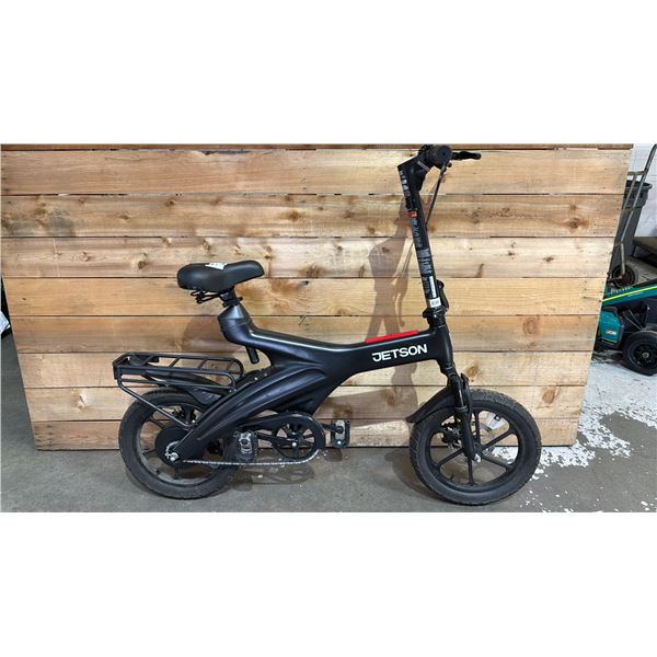 JETSON BLACK E-BIKE *NO CHARGING CABLE/WORKING CONDITION UNKNOWN/MAY BE MISSING PARTS & OR PIECES*