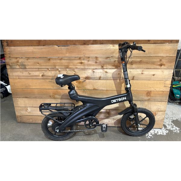 JETSON BLACK E-BIKE *NO CHARGING CABLE/WORKING CONDITION UNKNOWN/MAY BE MISSING PARTS & OR PIECES*