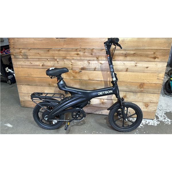 JETSON BLACK E-BIKE *NO CHARGING CABLE/WORKING CONDITION UNKNOWN/MAY BE MISSING PARTS & OR PIECES*