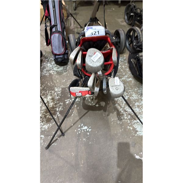 SUN MOUNTAIN GOLF BAG WITH ASSORTED RH GOLF CLUBS