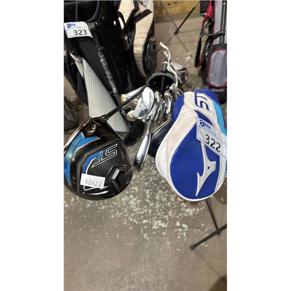 SUNDAY GOLF BAG WITH ASSORTED RH GOLF CLUBS