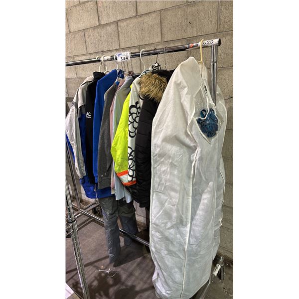 RACK OF ASSORTED CLOTHING INCLUDING WINTER JACKETS, HOODIES AND MORE *RACK NOT INCLUDED*