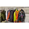 Image 1 : RACK OF ASSORTED CLOTHING  INCLUDING SHIRTS, WORK JACKET AND MORE (RACK NOT INCLUDED)