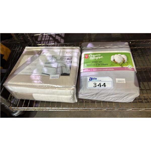 EVERHOME EMORY HOTEL BORDER DUVET COVER SET AND ORGANICS BIOLOGIQUE BED SHEET